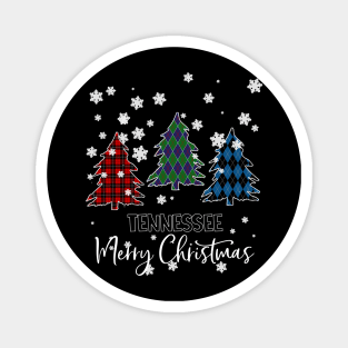 Tennessee Merry Christms Buffalo Plaid Xmas Tree  Magnet